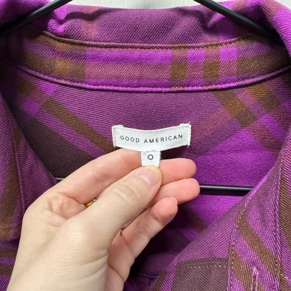 Good American Pop Thistle Easy Plaid Flannel Shirt - Picture 4 of 7